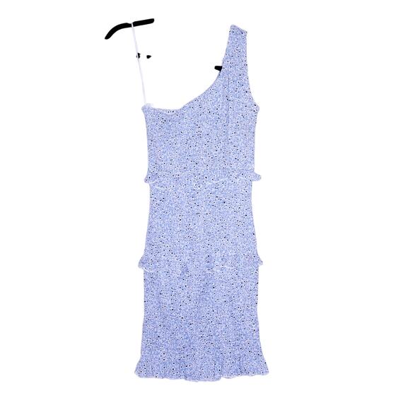 Princess Polly Dresses & Skirts - PRINCESS POLLY Elza Mini Dress Blue One Shoulder Shirred Smocked Women's 2